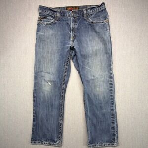 Ariat FR M4 Low Rise Boot Cut Jeans Mens Size 36x30 (Fits 36x28) Distressed